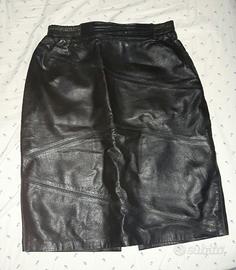 Gonna pelle nera vintage anni '80 tg L vestiti