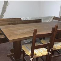 PANCA E TAVOLO DI LEGNO STILE COUNTRY HOUSE
