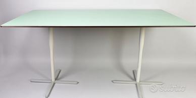 TAVOLO metallo e legno ripiano laminato verde