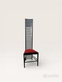 Sedia Mackintosh nera con seduta rossa