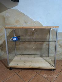Vetrina in pino e alluminio (vetro temperato (