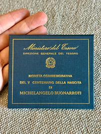 Moneta 500 lire in Argento “Michelangelo” 1975