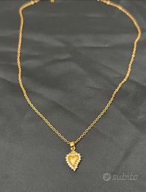 Collana steel bagnata nell oro ciondolo cuor sacro
