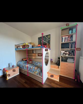 cameretta letto a castello per bambini 