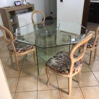 Tavolo cristallo e sedie shabby