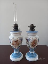 Coppia di lampade ad olio antica, fine ottocento