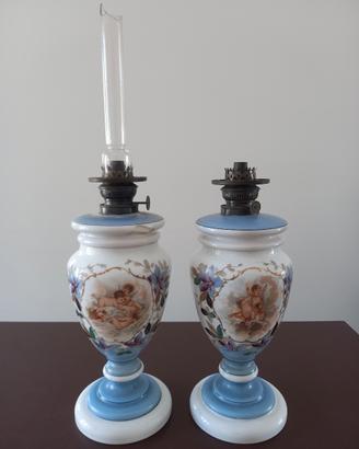 Coppia di lampade ad olio antica, fine ottocento
