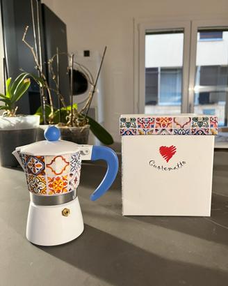 Caffettiera 2 tazzine maioliche siciliane