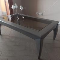 tavolino in frassino massello piano in cristallo