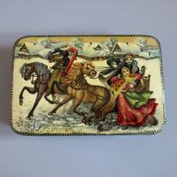 Scatola laccata Fedoskino. Dipinto a mano. Inverno