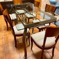 Tavolo cristallo e ferro battuto