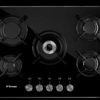Piano cottura 5 fuochi vetro nero temperato