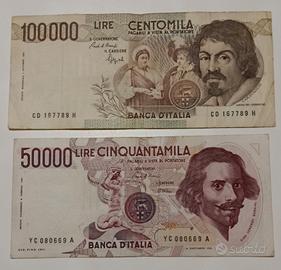#7. Banconote 100000 lire e 50000 lire.