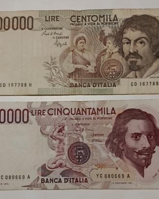 #7. Banconote 100000 lire e 50000 lire.