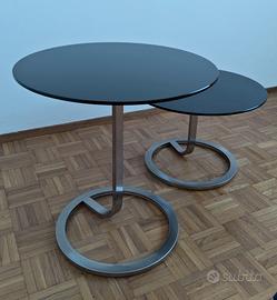 Coppia Tavolini Natuzzi "Wonder" Vetro Nero.