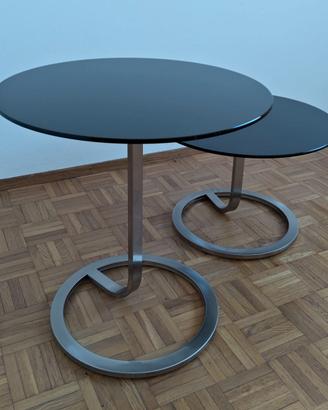 Coppia Tavolini Natuzzi "Wonder" Vetro Nero.