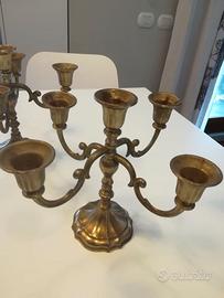 2 Candelabri in ottone 5 Fiamme