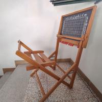 Banco scuola 1960 legno richiudibile con lavagna