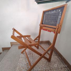 Banco scuola 1960 legno richiudibile con lavagna