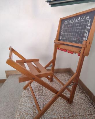 Banco scuola 1960 legno richiudibile con lavagna