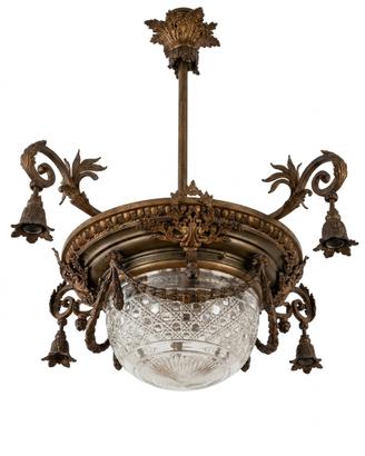Splendido Lampadario d’Epoca in Bronzo e Cristallo