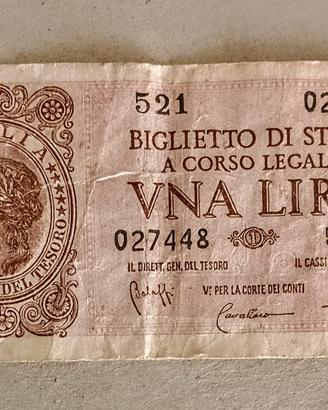 Banconota 1 lira Italia 1944 