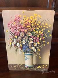 Quadro in legno soggetto fiori