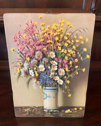 Quadro in legno soggetto fiori
