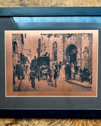 Antica stampa “Gli Sponsali alla Chiesa” - 1876