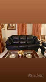 Coppia di divani in pelle nera – 3 posti + 2