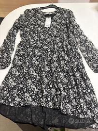 Vestito Corto Floreale Mango - Nero/Bianco - Tagli