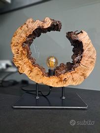 Lampada artigianale legno