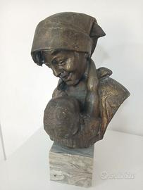 Scultura Bronzo Maternità Antonio Merente Statua B
