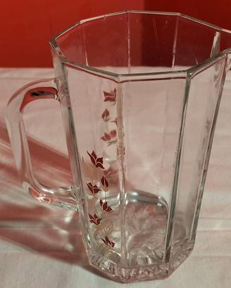 Brocca Vintage in Vetro Sfaccettato con dec florea