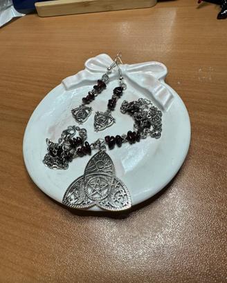 Set collana/orecchini esoterico protezione granato