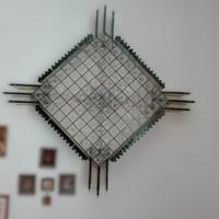 Lampadario + abat-jour artigianali in vetro/metal