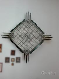 Lampadario + abat-jour artigianali in vetro/metal