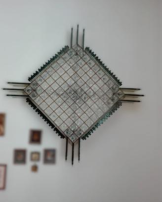 Lampadario + abat-jour artigianali in vetro/metal