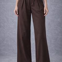 Pantaloni Donna a Palazzo con Pieghe – Marrone – L