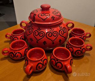 Set Waechtersbach West Germany Zuppiera + 6 tazze