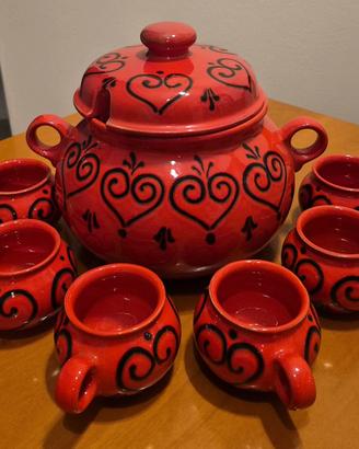 Set Waechtersbach West Germany Zuppiera + 6 tazze