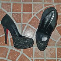 Scarpe Tacco velluto brillantinate