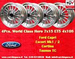4 cerchi Ford WCHE 7x15 ET5 Escort Mk1-2 Capri Cor