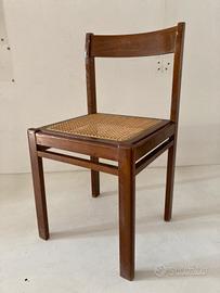 Quattro sedie vintage in legno e vimini