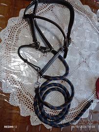 Set Cavezza in Cuoio e Corda + Lunghina x Cavallo 