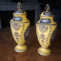 Coppia Vasi Potiches Porcellana Imperiale Sevres