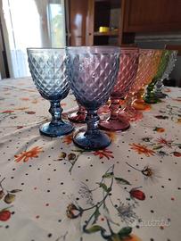 set servizio di calici in vetro colorati 