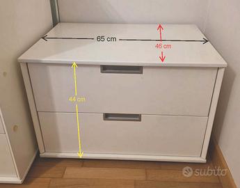 Comodino 2 cassetti Lema - laccato bianco opaco