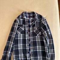 Camicia a quadri maniche lunghe Zara uomo blu nero