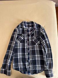 Camicia a quadri maniche lunghe Zara uomo blu nero